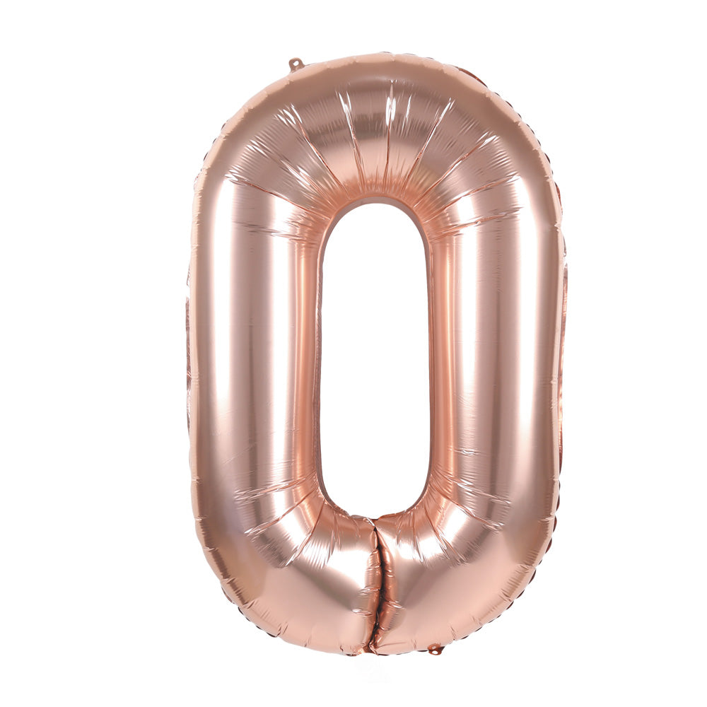 BALLON MYLAR CHIFFRE 0 ROSE GOLD 36CM