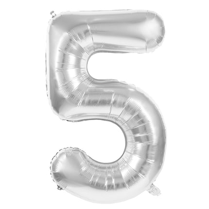 BALLON MYLAR CHIFFRE 5 ARGENT 86CM