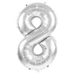 BALLON MYLAR CHIFFRE 8 ARGENT 86CM