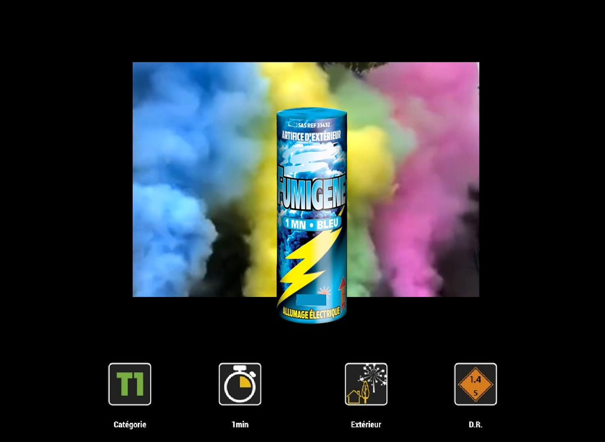 1x fumigène électrique bleu catégorie t1 60s
