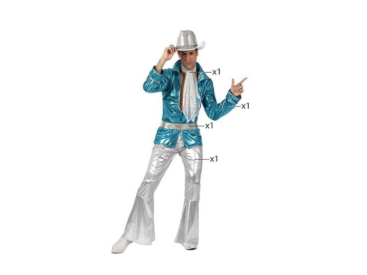 déguisement disco argent/bleu 4pcs homme