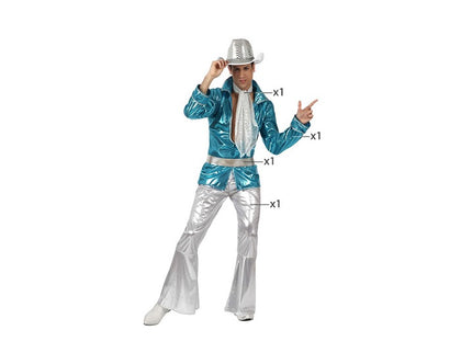 déguisement disco argent/bleu 4pcs homme