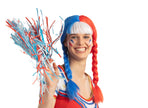 perruque bleu blanc rouge avec tresses france