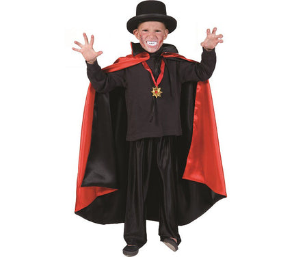 cape réversible en nylon rouge et noire enfant