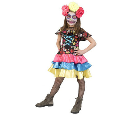 déguisement jour des morts coloré fille