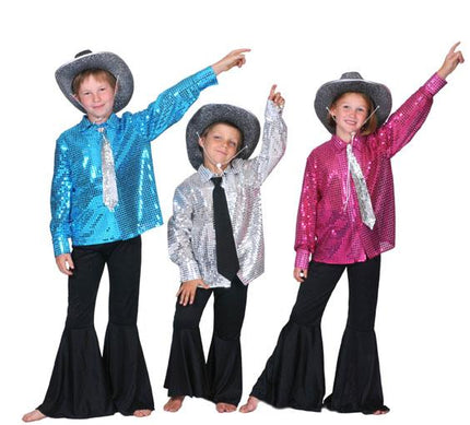 chemise disco à sequins argent enfant