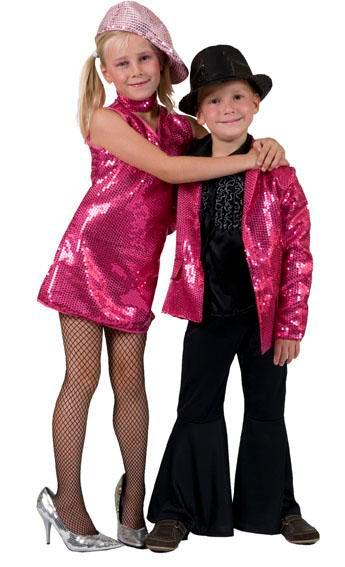 veste disco pour enfant à sequins fuchsia