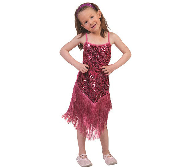 robe charleston à sequins rose fille