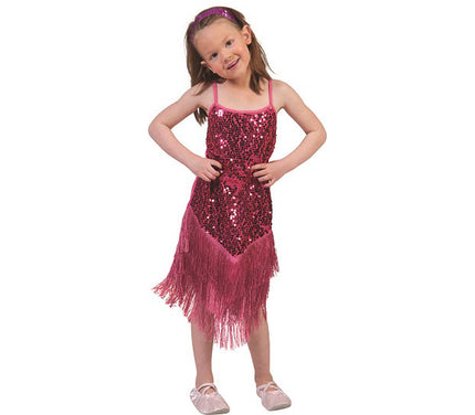 robe charleston à sequins rose fille
