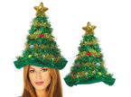 bonnet de noël sapin vert avec étoile et guirlande or adulte