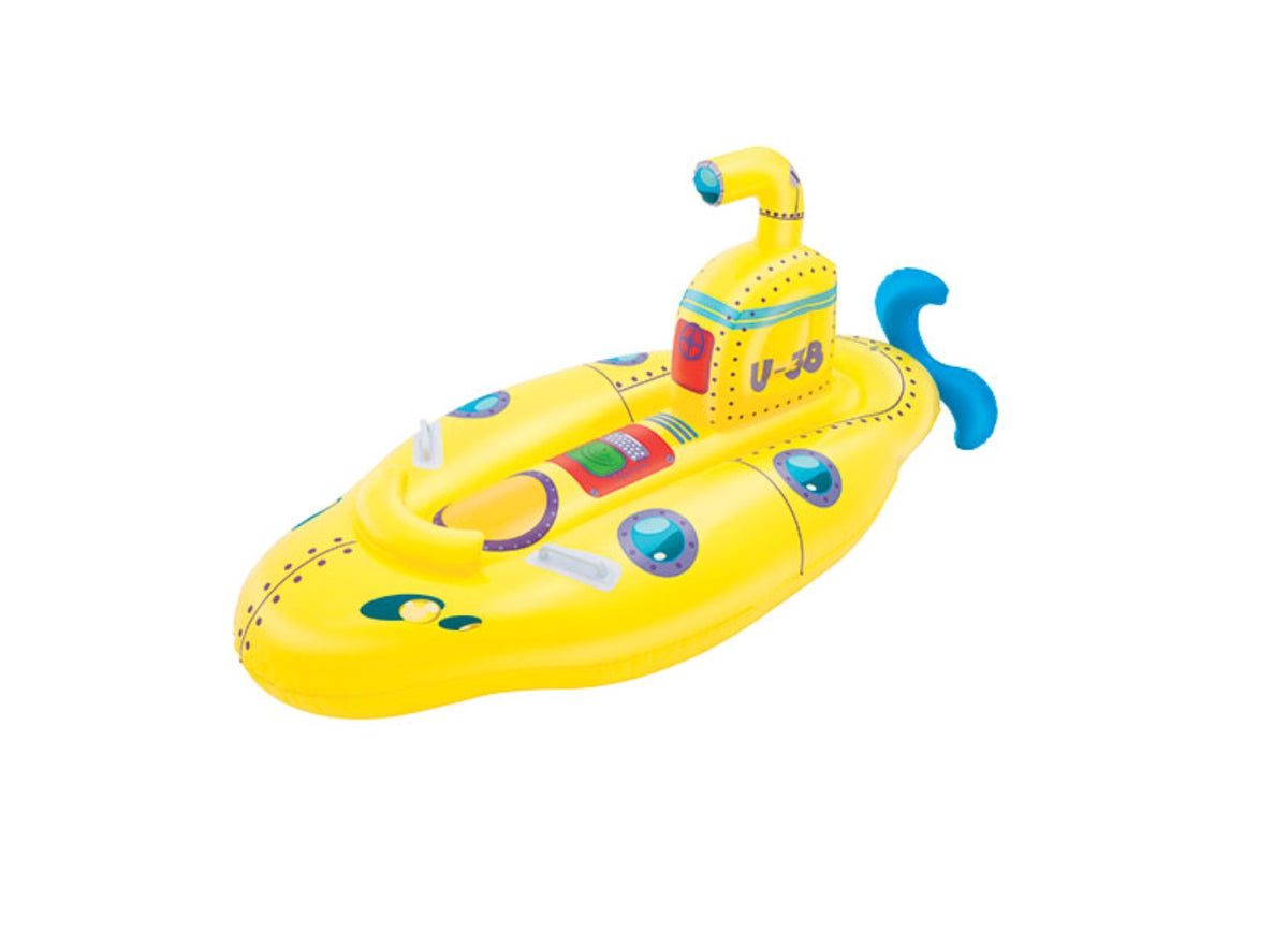 sous marin jaune gonflable chevauchable avec poignées 1.65x0.86m