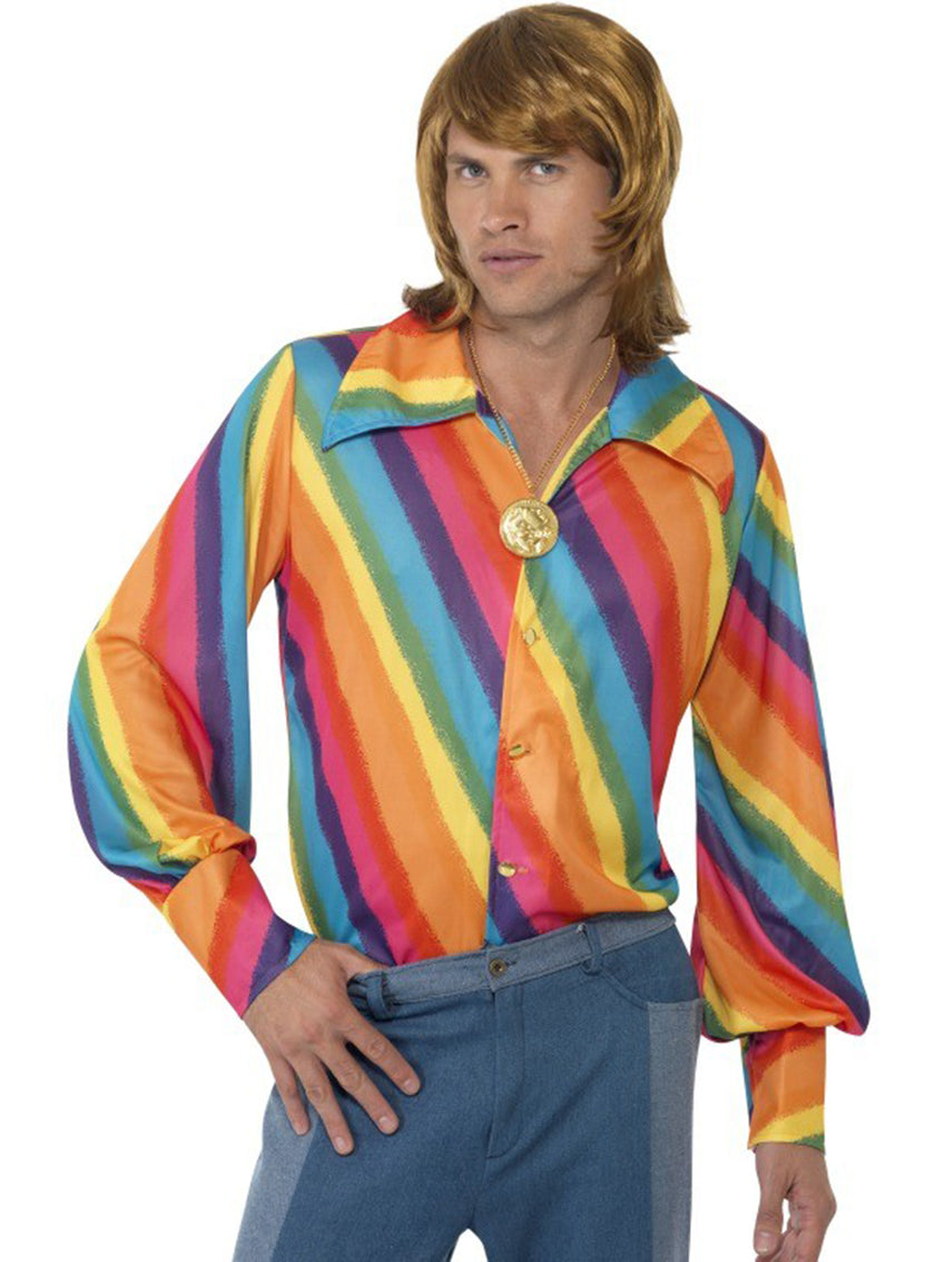 Chemise arc-en-ciel des années 70 pour homme