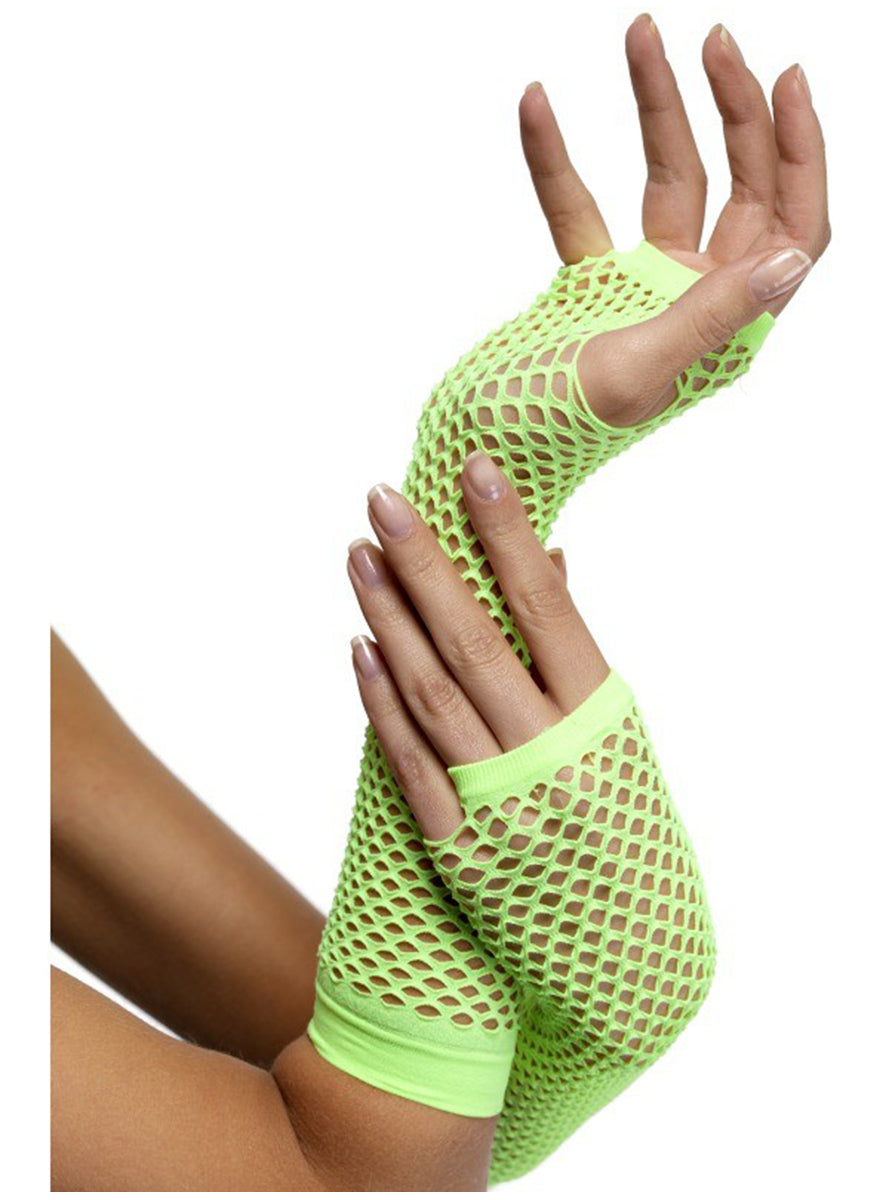 Gants en résille vert fluo
