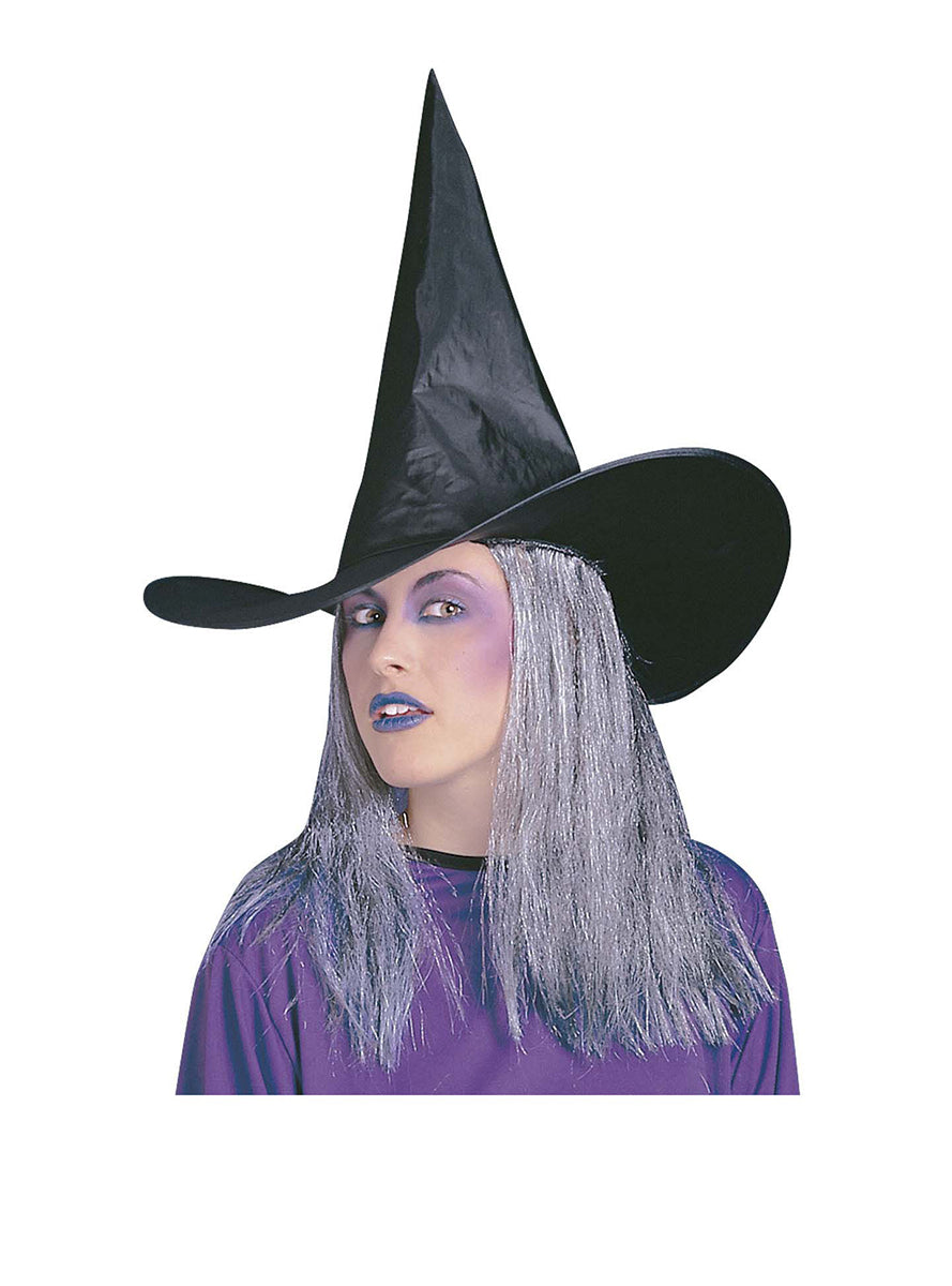 Chapeau de sorcière à cheveux gris