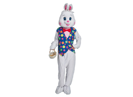 déguisement mascotte de lapin blanc avec gilet adulte