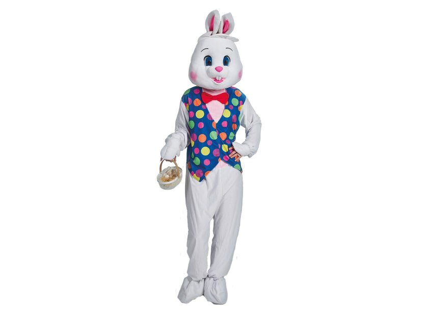 déguisement mascotte de lapin blanc avec gilet adulte