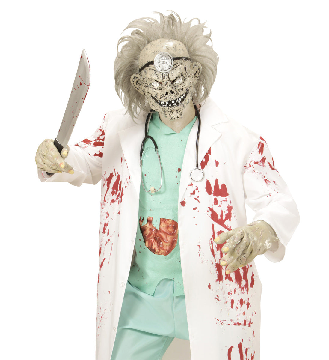Masque avec cheveux docteur zombie adulte