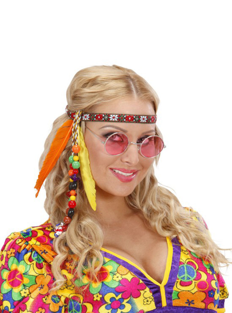 Bandeau hippie avec perles et plumes