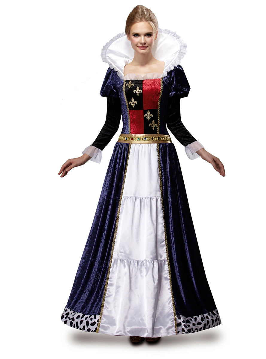 Déguisement reine médiévale bleu femme