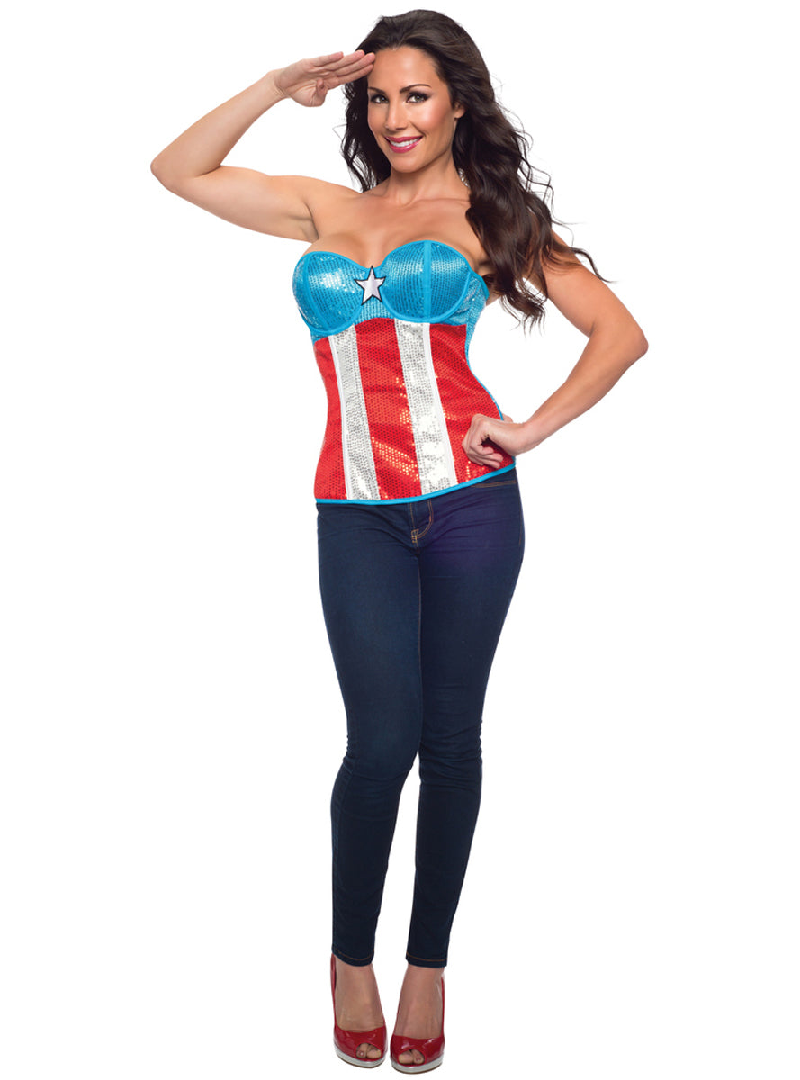 Corset American Dream con lentejuelas Marvel femme