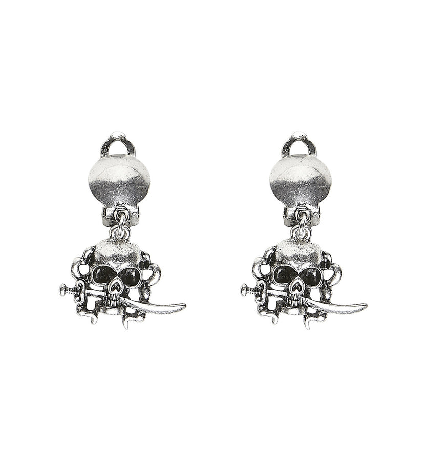 Boucles d'oreilles pirates tête de mort femme
