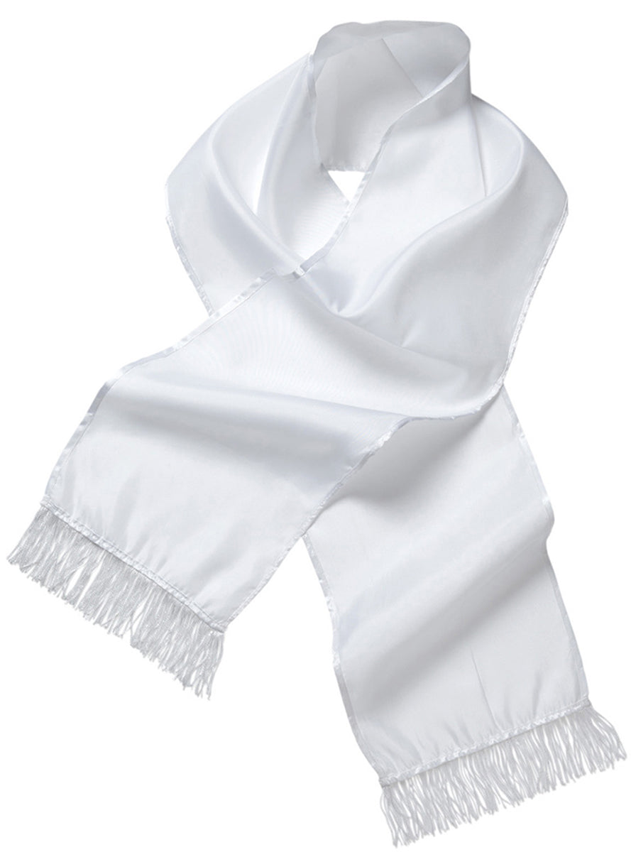 Écharpe blanche satin adulte