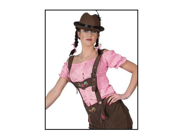 chemisier tyrolien rose & blanc femme