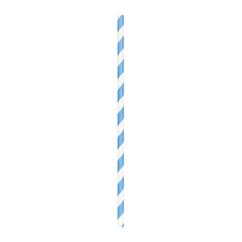 SET 10 PAILLES BLEUES RAYURES BLANCHES