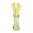 SET 10 PAILLES JAUNES RAYURES BLANCHES