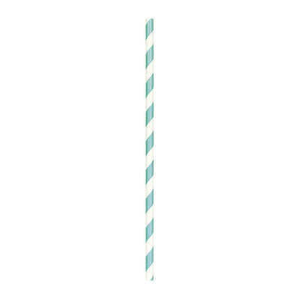 SET 10 PAILLES VERT MENTHE RAYURES BLANCHES