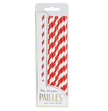 SET 10 PAILLES ROUGES RAYURES BLANCHES
