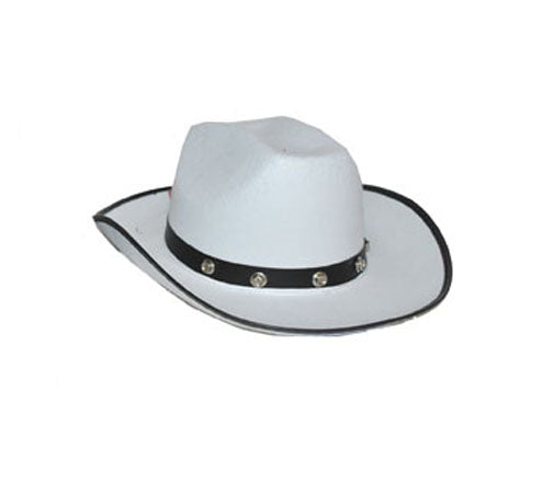 chapeau cowboy feutrine avec bandeau à clou blanc