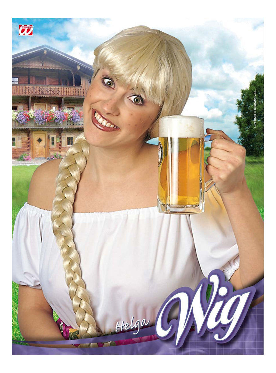 Perruque blonde avec longue tresse femme