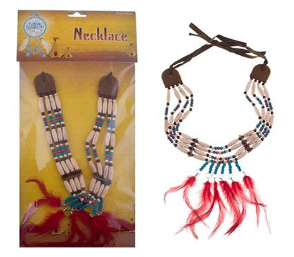 collier d'indien plumes rouge