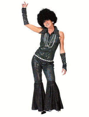 combinaison disco à sequins noir femme