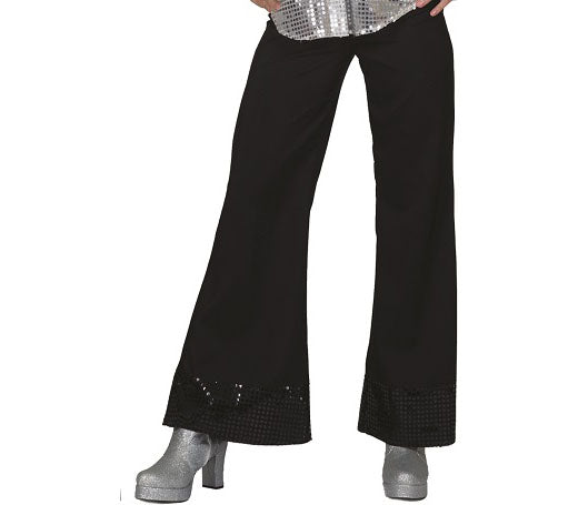 pantalon pattes d'éléphant noir avec sequins femme