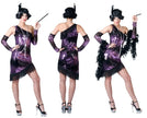 robe charleston à sequins mauve & noir