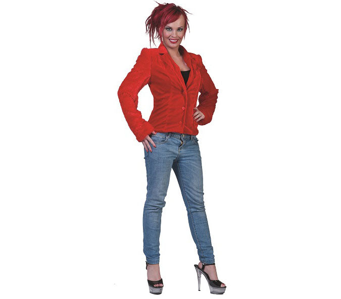 veste imitation fourrure rouge femme