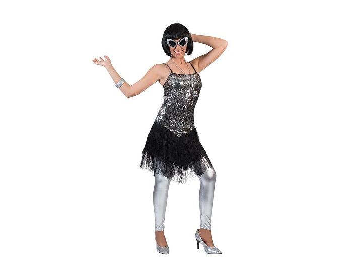 robe charleston à sequins noir & argent