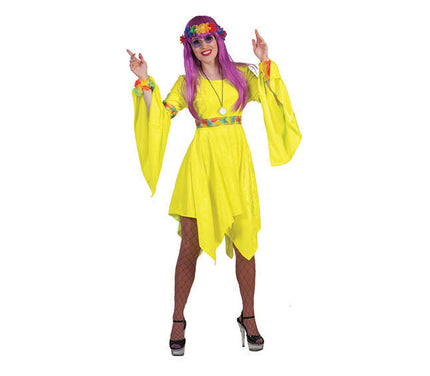déguisement hippie jaune flashy femme