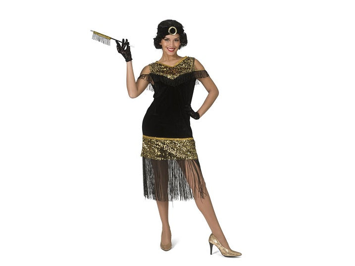 robe charleston noire et sequins dorés 2pcs