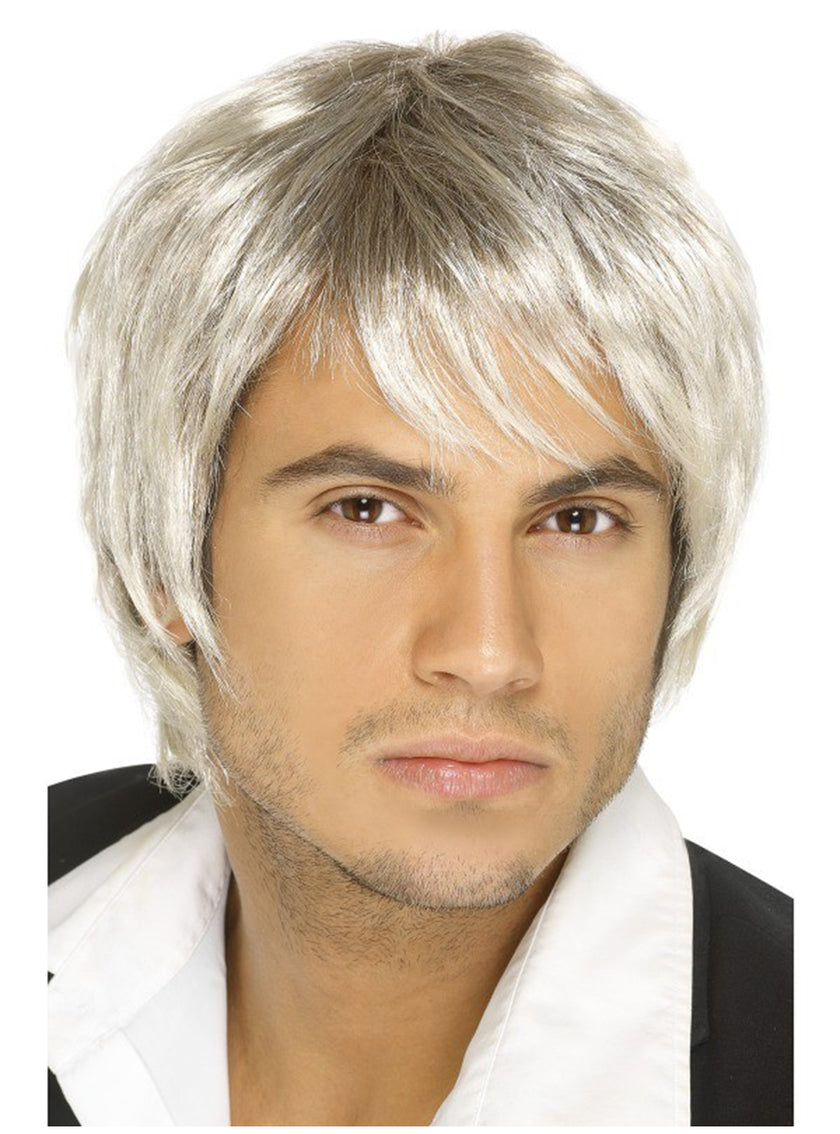 Perruque années 80 grise homme