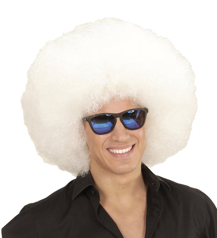 Perruque afro blanche géante adulte