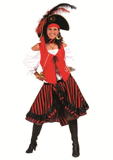 déguisement de pirate rouge & noir femme