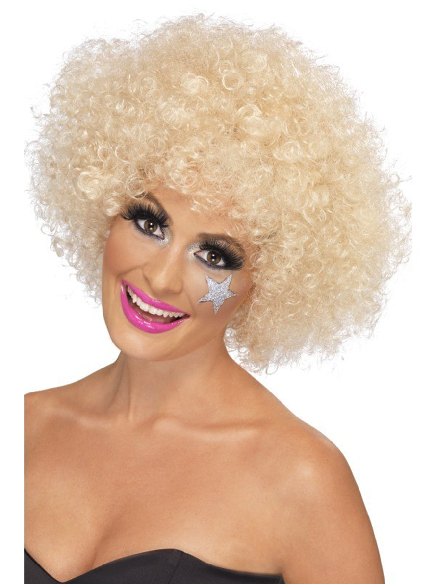 Perruque blonde afro funky