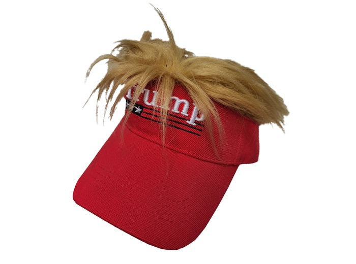 casquette trump rouge avec demi moumoute blonde adulte