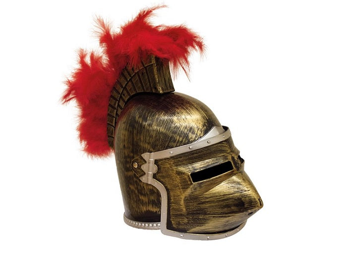 casque de romain or avec plumeau rouge adulte