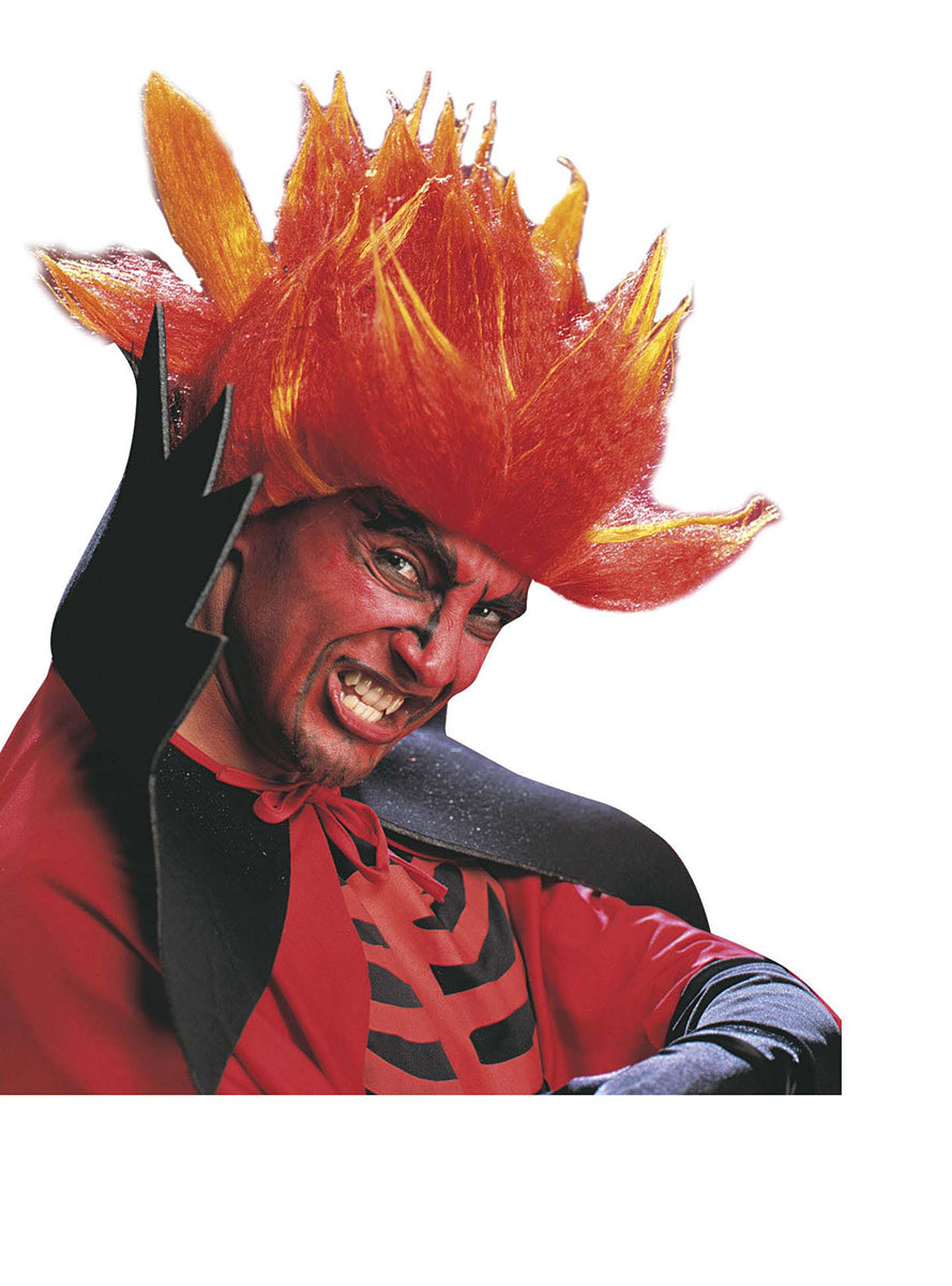 Perruque de diable feu infernal pour adulte