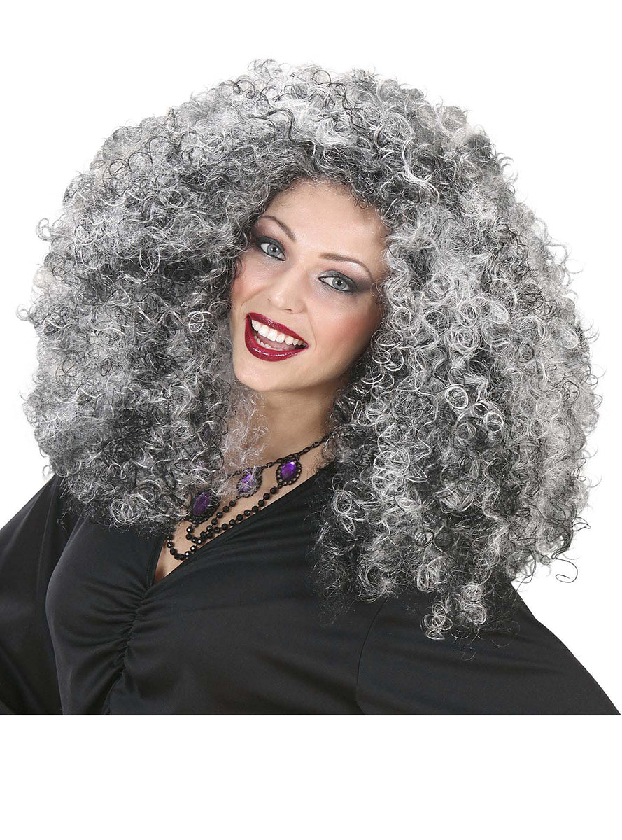 Perruque de sorcière grisonnante extra volume pour femme