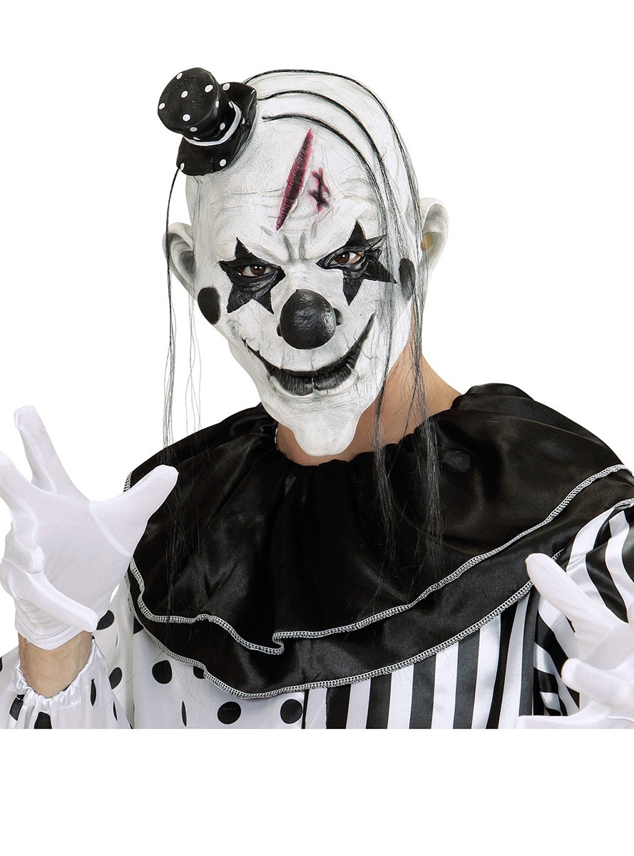 Masque de clown malin à cheveux et bonnet